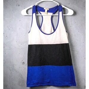 Vixen Tank Top Large Color Block Navy Blue Black White Racerback Athletic Y2K